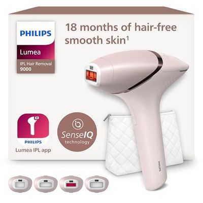 Philips Lumea IPL Hair Removal 9000 Series - Hair Removal Device with SenseIQ Technology, 4 Attachments Body, Face, Bikini and Underarm, Cordless Use (Model BRI957/00)