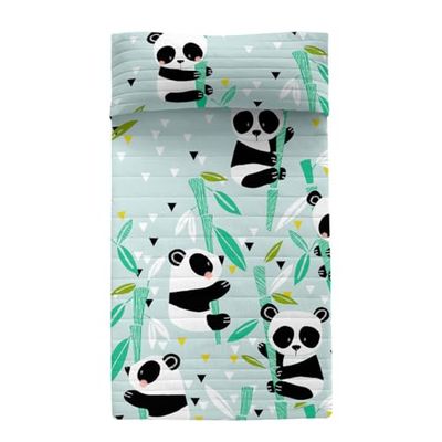 HappyFriday Moshi Moshi sängöverkast blå 200 x 260 cm pandabjörn