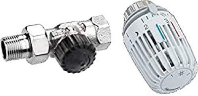 Heimeier HEIMSETD12 Thermosat set, ventiel 2202 doorgangsvorm en kop "K" 7000 DG, 1/2 inch