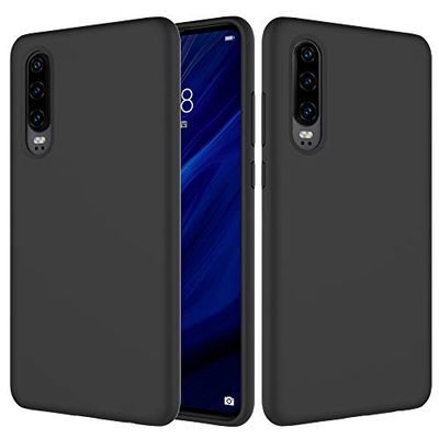 Accesorios para teléfono móvil Funda de Cobertura Total a Prueba de Golpes de Silicona líquida de Color sólido for Huawei P30 (Negro) (Color : Negro)