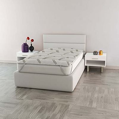 Topper Singolo 80x195 Made in Italy Tessuto con Trattamento Antiacaro, Antibatterico e Antifungino per Massimo Comfort