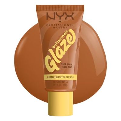 NYX Professional Makeup Buttermelt Glaze Soft Glow Skin Tint + SPF/FPS 30, Foundation, 12h Wear, Chai Butta