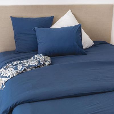 Cap Ferret Washed Cotton Duvet Cover, 240 cm x 280 cm, Midnight Blue