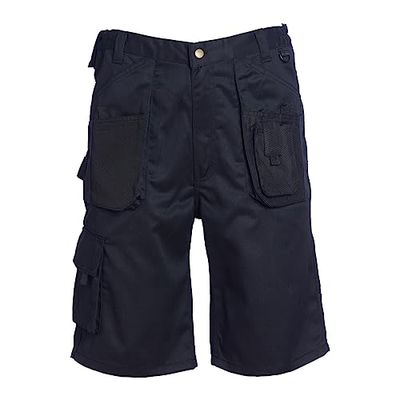 Pantalones cortos Blackrock Workman Cargo para hombre, ropa de trabajo de seguridad negra, bolsillos Cargo, soporte para teléfono, martillo y bucle para herramientas