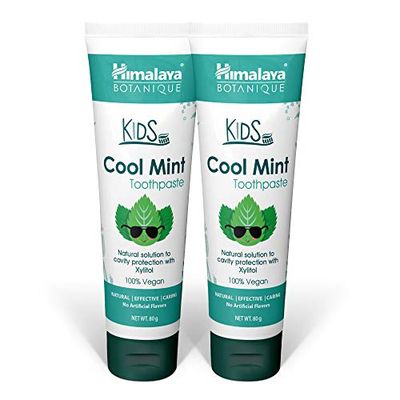 Himalaya Botanique Kids Toothpaste, Cool Mint Flavour to Reduce Plaque and Keep Kids Brushing Longer, 80 g (2 PACK)