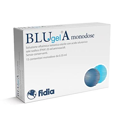 Fidia Farmaceutici Blu Gel A Monodose | 15 Contenitori Monodose | Soluzione Oftalmica Isotonica Sterile con Acido Ialuronico, Sale Sodico e Aminoacidi | 0.35 ml cad. | Senza Conservanti