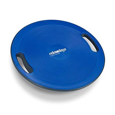 Relaxdays Tabla Equilibrio, Superficie Antideslizante, Asas Laterales, Fitness Balance Board, 40 cm Ø, Azul, Unisex Adulto