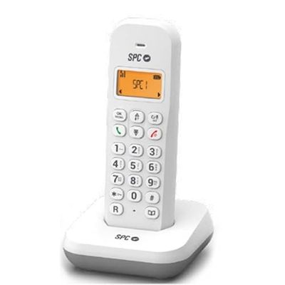 glowster Téléphone sans Fil Blanc SPC 7310BS avec écran LCD, répertoire téléphonique et Fonction Mains Libres, idéal pour Usage Domestique et Bureau.