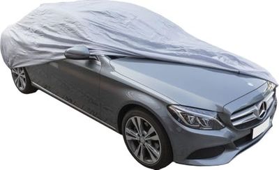 START - Cubierta De Coche Deluxe | Protección Contra Polvo y Lluvia | Fácil de Instalar | Dimensiones: 482 x 178 x 120 cm, Gris, Polipropileno y PEVA