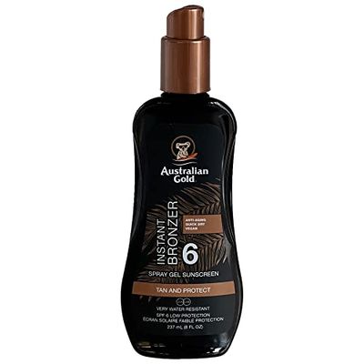 Australian Gold SPF 6 Spray Gel Sunscreen with Instant Bronzer 237ml