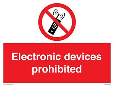 Letrero de dispositivos electrónicos prohibidos, 400 x 300 mm, A3L