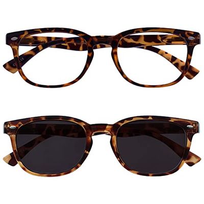OPULIZE Occhiali Da Lettura Marrone Tartaruga Lettori Coordinata Con Lettore Sole Pacco Doppio Uomo Donna RS14-2T +2,00