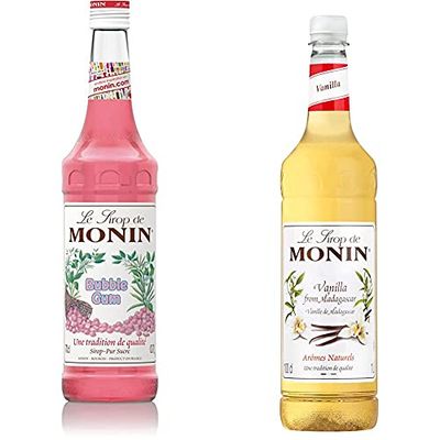 MONIN Premium Bubble Gum Syrup 700 ml & Premium Vanilla Syrup 1L