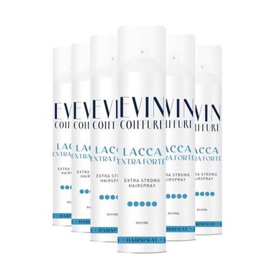 EVIN COIFFURE | Lacca per Capelli Extra Forte 6 x 300ml, Tenuta Extra Forte, Modella e Dona Luminosità ai Capelli
