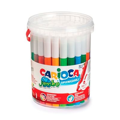 CARIOCA Jumbo | Wasbare Maxi Viltstiften voor Kinderen, 50 Stuks in Diverse Kleuren