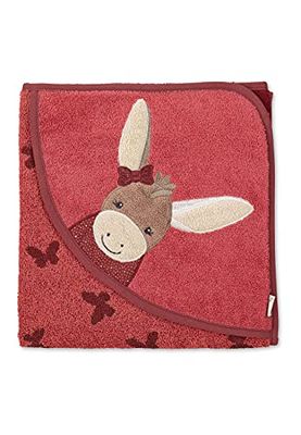 Sterntaler Emmily Serviette de Bain à Capuche Motif Papillons 100 x 100 cm, Rouge Clair