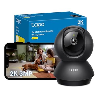 Tapo C211 2K 3MP Pan/Tilt Telecamera di sicurezza per interni, Telecamera WiFi, senza canone mensile, rilevamento AI, telecamera per cani, monitor per bambini, CCTV, visione a 360°, visione notturna