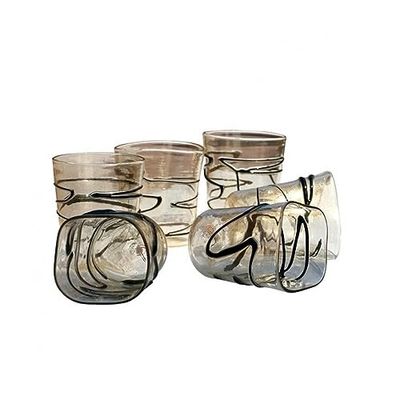 Set Bicchieri per Acqua e Vino in Vetro di Murano, Bicchieri in Cristallo Nero Fatti a Mano, Idea Decoro per la Casa, Marchio di Origine Incluso, YourMurano