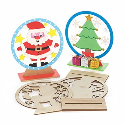 Baker Ross FC112 Globos de Nieve de Madera para Navidad - Paquete de 5, Manualidades de Madera para Hacer y Decorar, Haz tus propias Decoraciones Navideñas