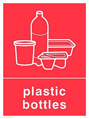 Pack de cinco – Carteles de reciclaje de botellas de plástico – 150 x 200 mm – A5P