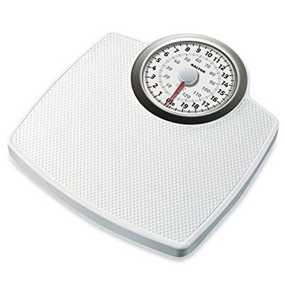 Salter Classic Bathroom Scale – Mechanical Bodyweight Scale, Weigh Up To 130kg / 20 st 5 lb, Easy Read Dial With Needle & Large Digits, Step On Instant Readings, Non-Slip Mat, Extra Large Platform