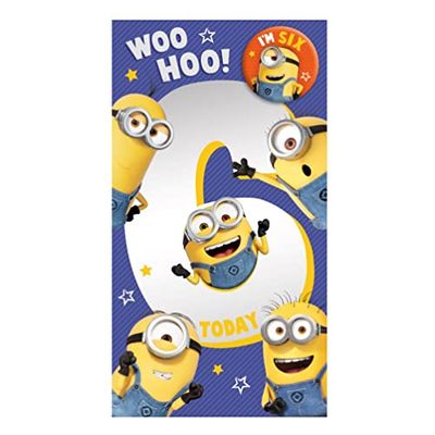 Danilo Cards Biglietto di auguri per 6 anni con Minions, biglietto di auguri per 6° compleanno, Minions, Cattivissimo Me per 6 anni, biglietto di compleanno