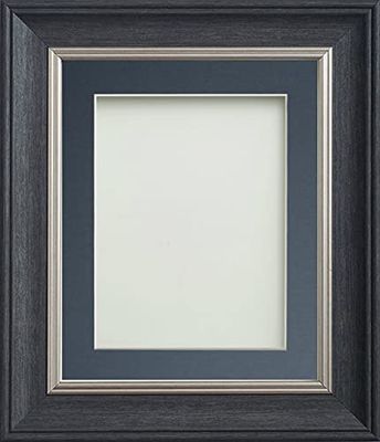 Frame Company Drummond Range Charcoal A3 Picture Photo Frame with Blue Mount for Image A4 * Choice of Sizes* Fitted with Real Glass