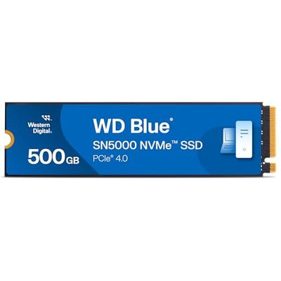 WD Blue SN5000 500GB SSD, Disque SSD Interne, M.2 2280 NVMe SSD, PCIe Gen4, jusqu'à 5000 MB/s, nCache Technology, Comprend Acronis True Image for Western Digital, Clonage de Disque et Migration.