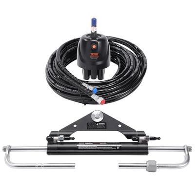 VEVOR Hydraulische buitenboordstuurset, 300 pk, hydraulisch stuursysteem voor scheepsboten, met roerpomp tweewegslotrisecilinder en 26 voet hydraulische stuurslang, voor enkelmotorboten met één