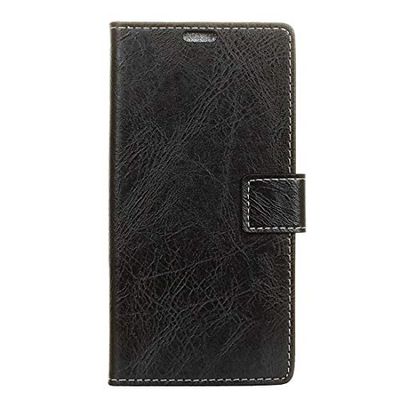 Carcasa de telefono for Galaxy J3 (2017) (versión de la UE) Funda de Cuero con Textura Horizontal Retro Crazy Horse con Soporte y Ranuras for Tarjetas y Billetera y Marco de Fotos (Negro)