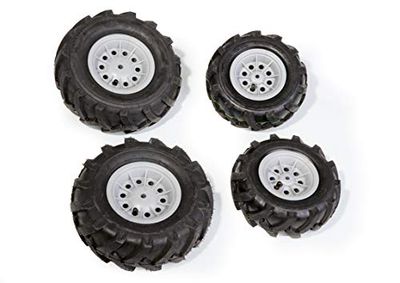 Rolly Toys 40 984 6 rollyTrac Air Tyres luchtbanden (voor RollyToys voertuigen, velg zilver, maten: 2x 325x110 / 2x 260x95) 409846