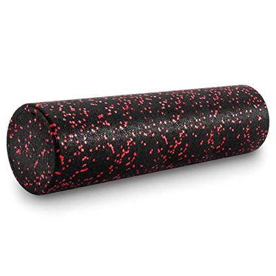 ProsourceFit High Density Foam Rollers 24 - inches long, Firm Full Body Athletic Massage Tool for Back Stretching, Yoga, Pilates, Post Workout Muscle Recuperation, Black/Red