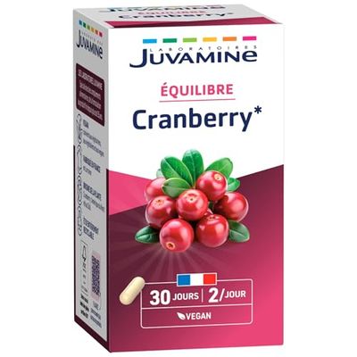JUVAMINE, Cranberry, Bien, ëtre Urinaire, Formule Concentrée, Canneberge, Confort Féminin, Végan, Programme 1 mois, 60 Gélules, Fabriqué en France
