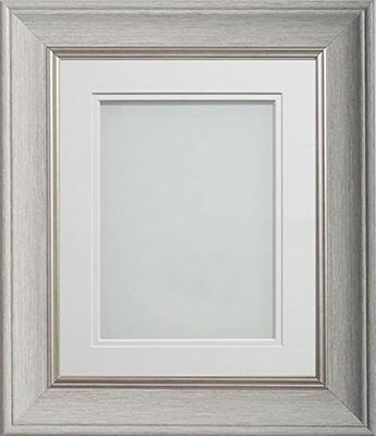 Frame Company Drummond Pale Grey Photo Frame, Double White Mount, 20x16 for 16x12 inch, fitted with perspex