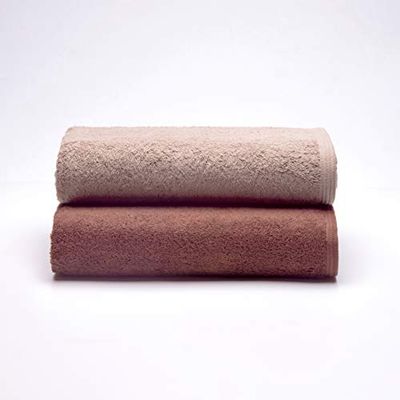 Sancarlos - Ocean, Set di 2 asciugamani da bagno combinati, colore pietra e marrone, dimensioni 100 x 150 cm