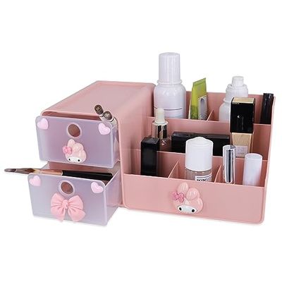 Roffatide Cartoon Cinnamoroll Bureau Fournitures de bureau Conteneur à stylos Anime pour bureau Mignon Pot à crayons Pot à pinceaux de maquillage Boîte haute capacité Rose