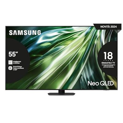 SAMSUNG TV QE55QN90DATXZT Neo QLED 4K Mini LED, Smart TV 55" Processore NQ4 AI Gen2, Neo Slim, DVBT-2, Q-Symphony & Dolby Atmos, Integrato con Alexa, Titan Black 2024