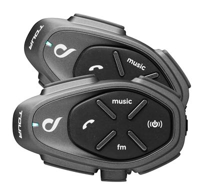 INTERPHONE TOUR HD podwójny domofon kask motocyklowy słuchawki stereo o wysokiej wierności 40 mm, 4 rowerzystów, odstęp 1,5 km, zasięg 25 godzin, szybkie ładowanie, TFT, wodoszczelność IPX67