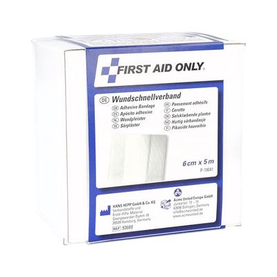 First Aid Only Rouleau de pansements 5 mètres x 6 cm | Pansements en rouleau dans une boîte distributrice pratique | Pansements découpables en lot économique | Doux pour la peau et sensibles | P-10041