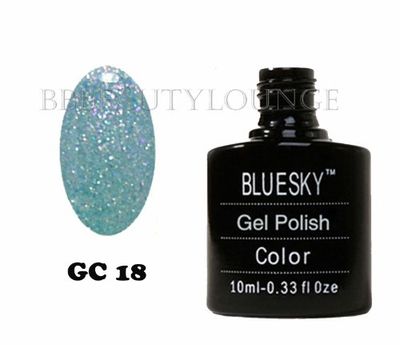 Bluesky Vernis à ongles gel , GC18, paillettes bleues, longue durée, résistante aux puces, 10 ml (nécessite du durcissement sous lampe LED UV)