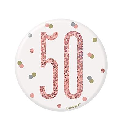 50. Födelsedagsdräkt – 7,5 cm – glitter roséguld födelsedag