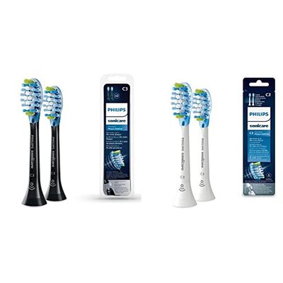 Philips Sonicare HX9042/33 Pack da 2 Testine di Ricambio C3 Premium Plaque Defence, con RFID e Tecnologia Adaptive,Nero & Sonicare HX9042/17 Pack da 2 Testine di Ricambio C3 Premium Plaque Defence