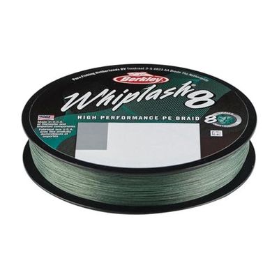 Berkley Whiplash8, vislijn, Superline, Roofvislijn, Snoek, Baars, Snoekbaars, Forel, Unisex, Mosgroen, 0.06mm, 10.7kg, 23lb, 165yd