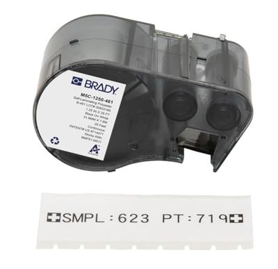 Brady Self-Laminating Polyester Label Tape for Label Printer BMP51/BMP53/M511 - Self Adhesive Printer Labels - Black on White (31,75 mm (W) x 7,62 m (L)) - M5C-1250-461