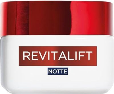 L'Oréal Paris Crema Viso Notte Revitalift, Per Tutti i Tipi di Pelle, Azione Rassodante, Pelle Rimpolpata e Idratata, Arricchita con Elasti-Peptidi e Pro-Retinolo, 50 ml