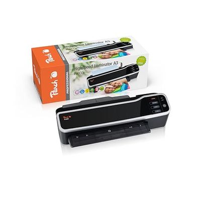 Peach PL900A - Plastificatrice ad alta velocità, DIN-A3, con 100 pellicole per plastificatrice A4, avvio veloce in soli 60 secondi vs. 3-5 min, 2 pellicole al minuto/5 volte più veloce rispetto ad altri dispositivi