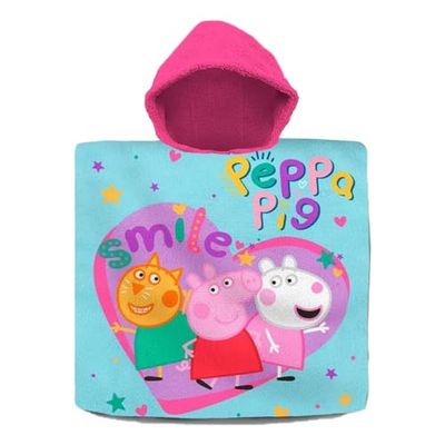 Kids Euroswan - Poncho van katoen, 60 x 120 cm, Peppa Wutz, meerkleurig (PP09058)