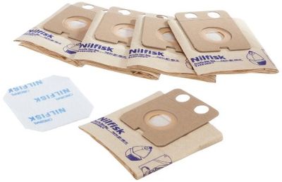 Nilfisk 22198000 Confezione da 5 sacchetti di carta, filtro motore incluso
