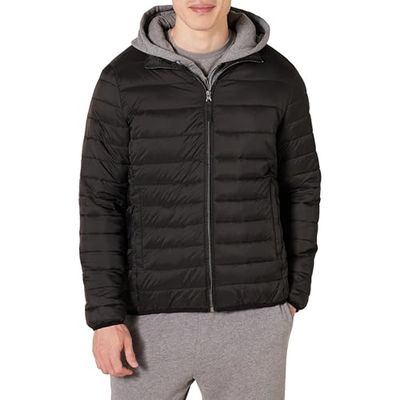 Amazon Essentials Lichtgewicht Waterbestendig Packable Puffer Jacket Down Alternatieve Jas, Zwart, S