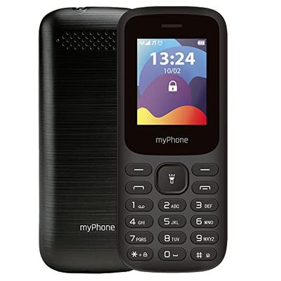 MP myPhone Fusion, tasti grandi, display a colori 1,77", batteria 600 mAh, torcia, radio, dual sim, Bluetooth, telefono cellulare per anziani, tasti retroilluminati, nero, tastenhandy, telefono senior